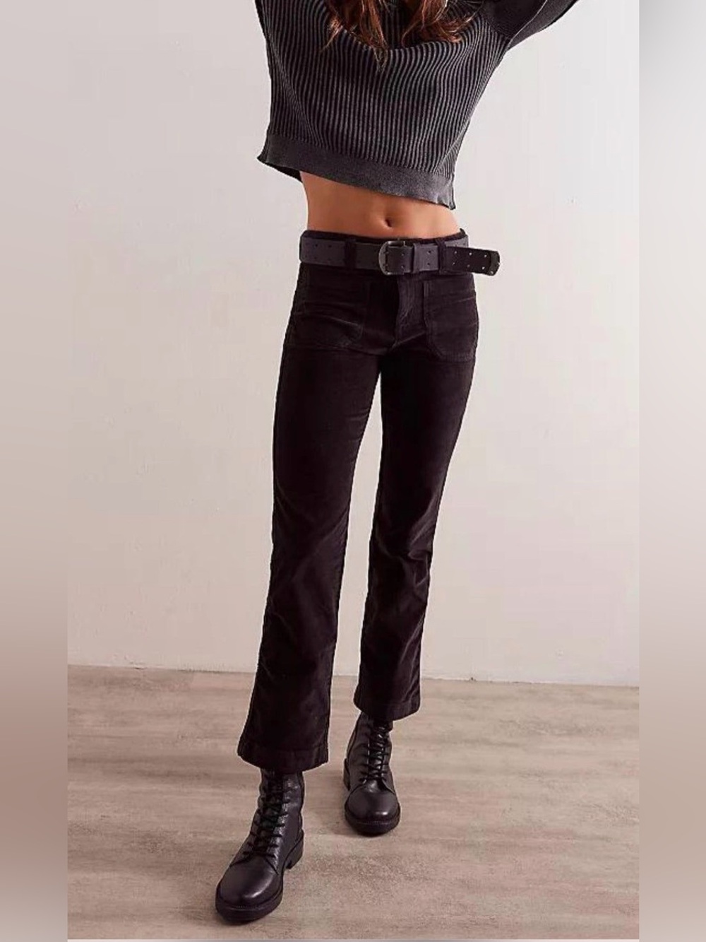 Free People High Time Kick Flare Black Jeans NWT